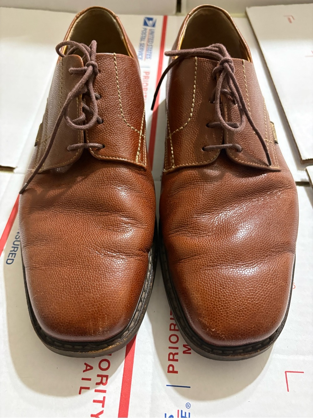 Mephisto Men's Cognac Brown Leather goodyear welt Oxford Shoes